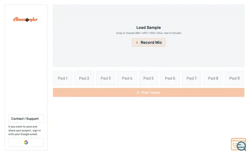 Screenshot of AlmaSampler, a launch using PS.KZ DNS