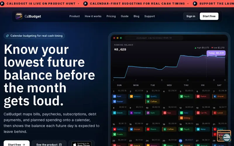 Screenshot of CalBudget