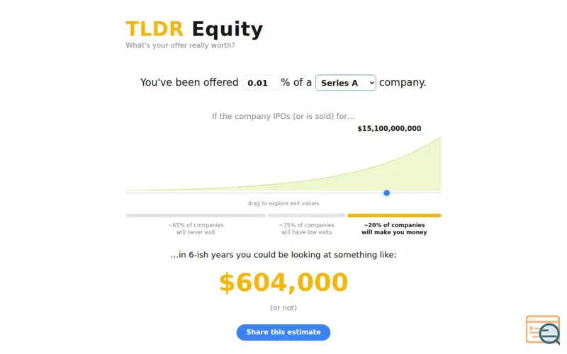 Screenshot of TLDR Equity