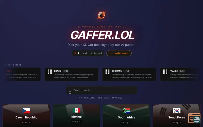 Screenshot of Gaffer.lol