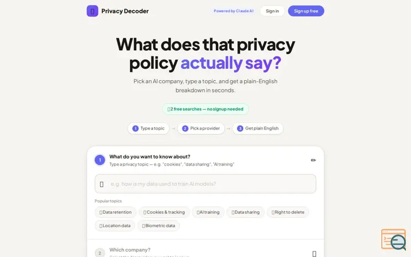 Screenshot of Privacy Decoder