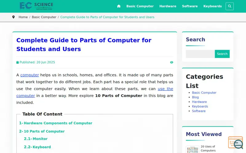 Screenshot of ecscience.net