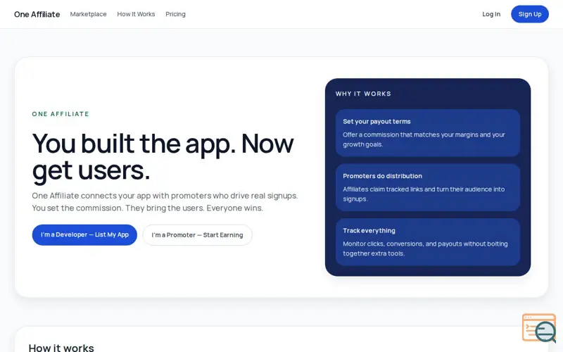 Screenshot of One Affiliate