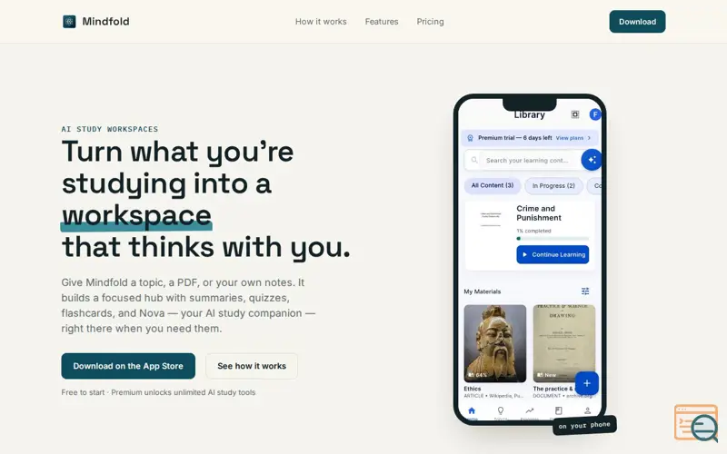 Screenshot of Mindfold — Elevate your understanding