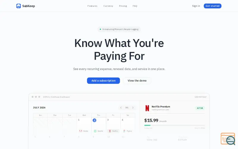 Screenshot of SubKeep - Track Your Subscriptions