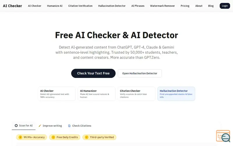 Screenshot of AI Checker