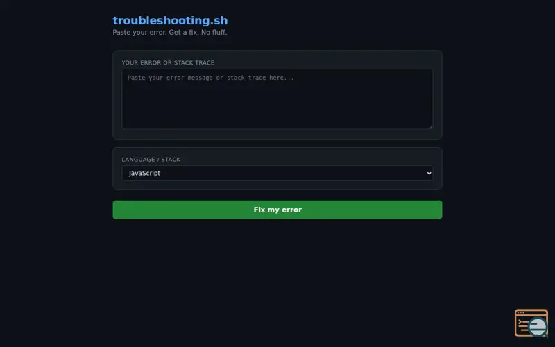 Screenshot of troubleshooting.sh