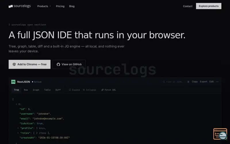 Screenshot of NextJSON