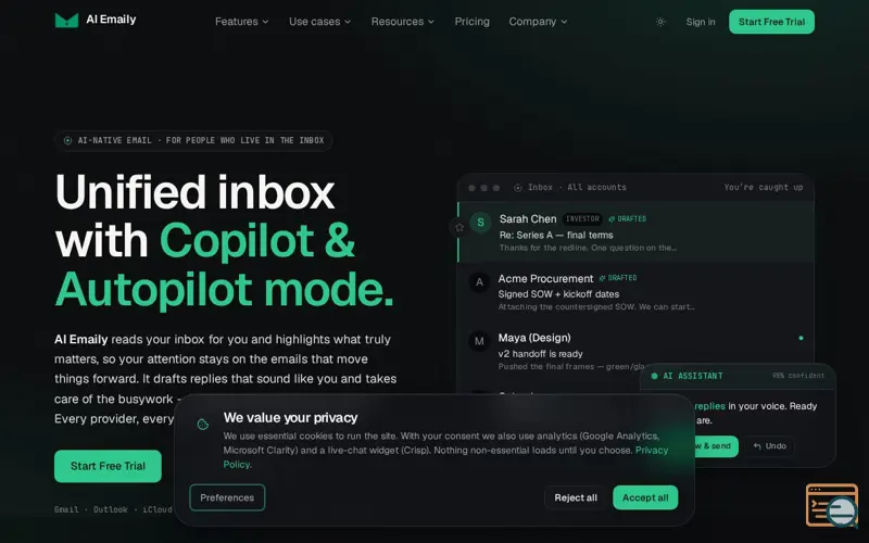 Screenshot of AI Emaily