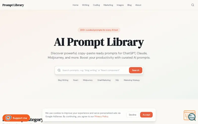 Screenshot of Prompt Library