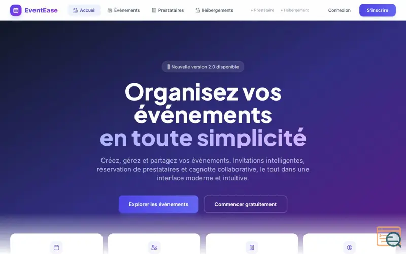 Screenshot of EventEase