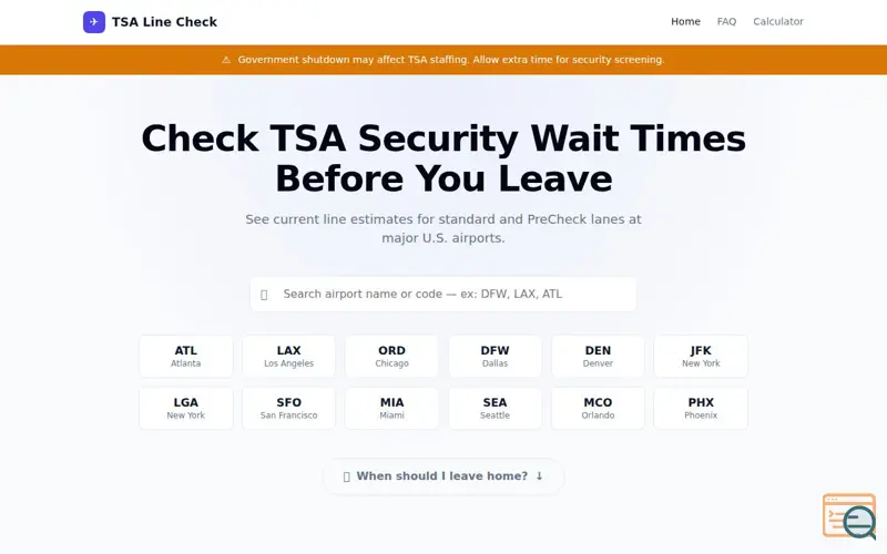 Screenshot of TSA Lines