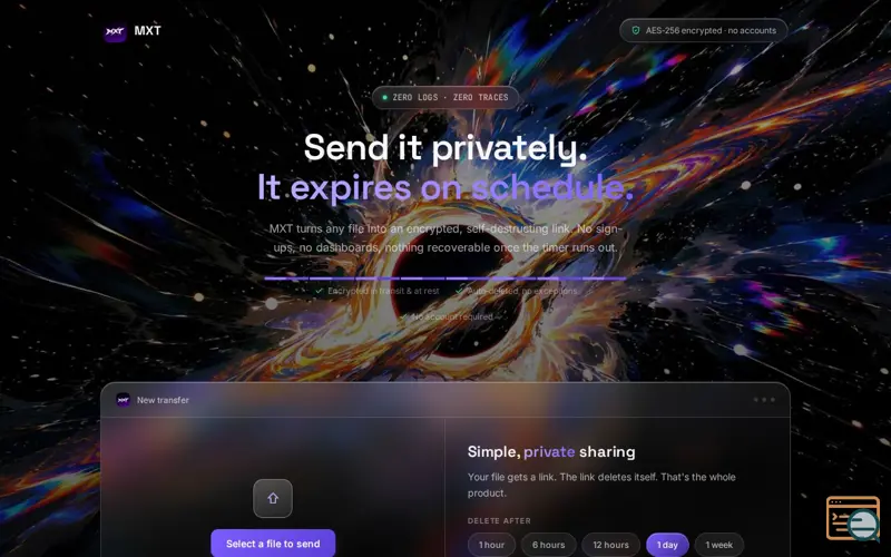 Screenshot of MXT — files that disappear on time