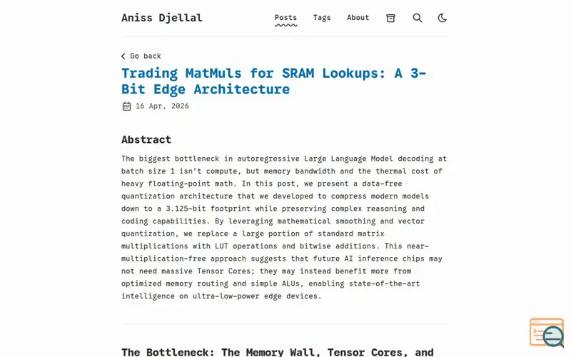 Screenshot of Blog