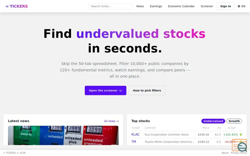 Screenshot of ∞ TICKERS