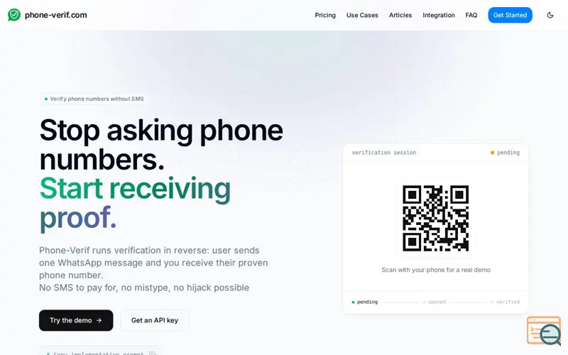 Screenshot of Phone-verif.com public opening