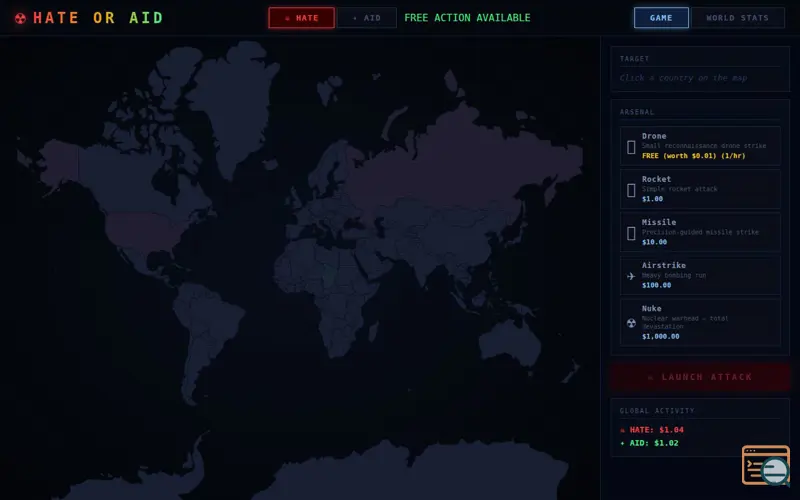 Screenshot of Hate or Aid