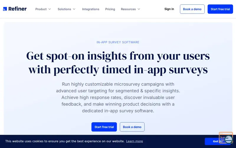 Screenshot of Refiner.io Surveys for Mobile, a launch using Fathom