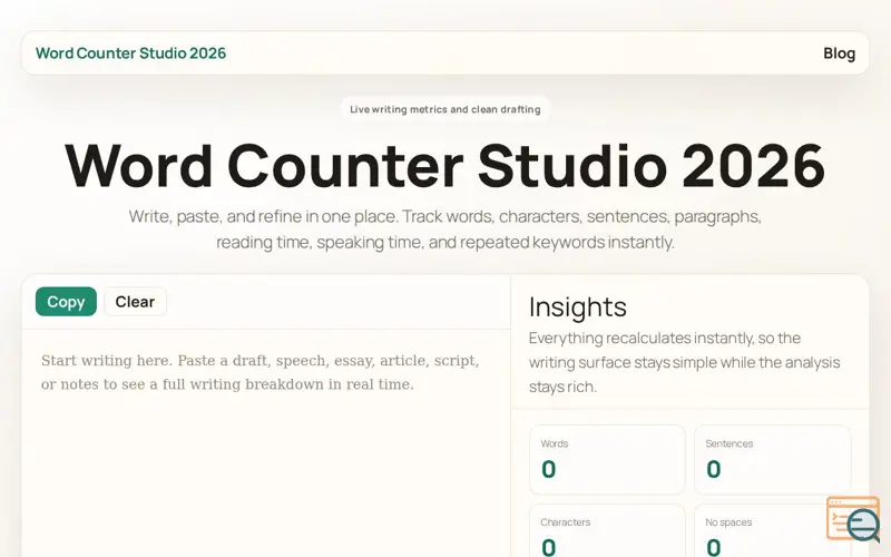 Screenshot of Free Online Word Counter 2026