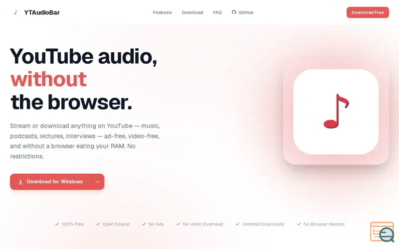 Screenshot of YTAudioBar