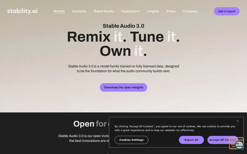 Screenshot of Stable Audio 3.0, a launch using Airtable