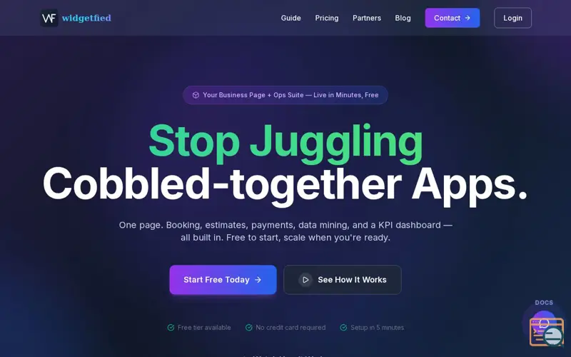 Screenshot of Widgetfied