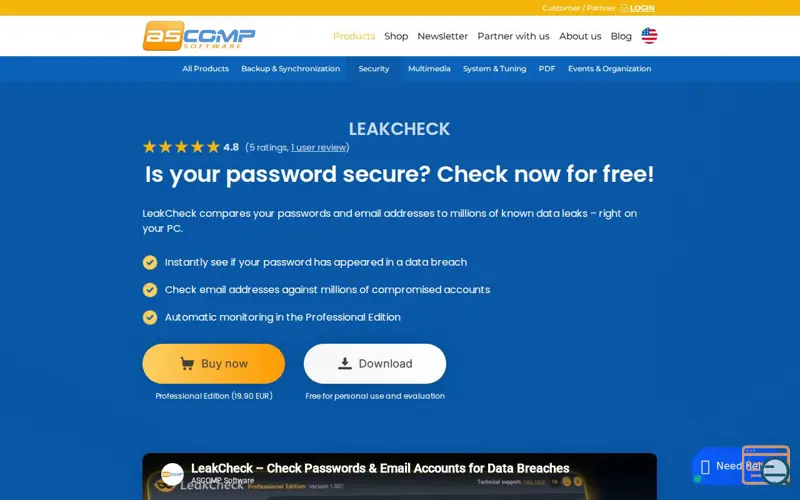Screenshot of LeakCheck
