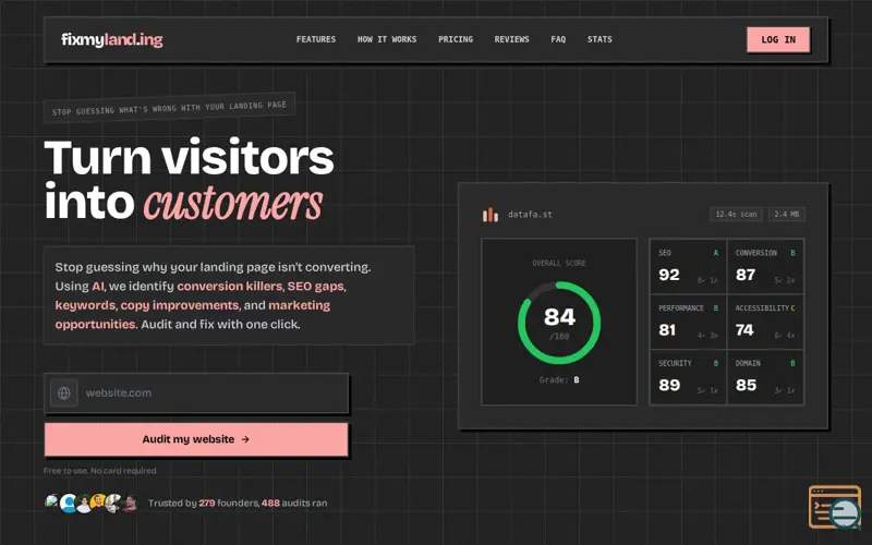 Screenshot of FixMyLanding, a launch using TrustViews
