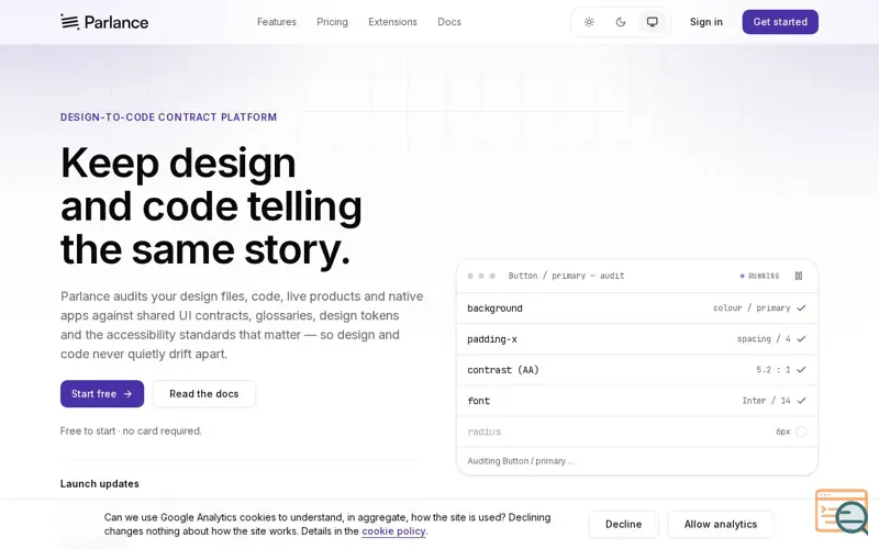 Screenshot of Parlance, a launch using Driver.js