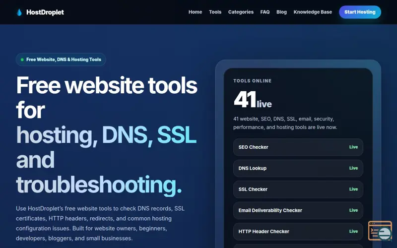 Screenshot of HostDroplet Tools