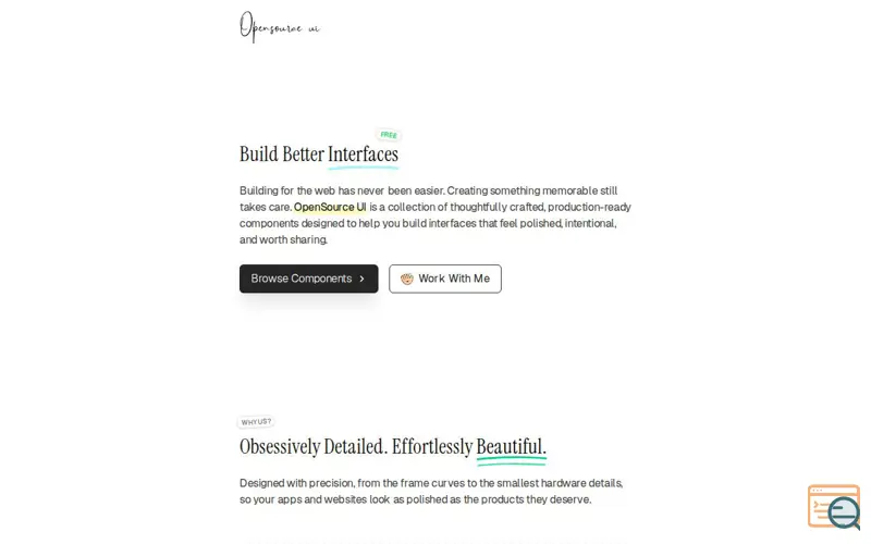 Screenshot of Opensource UI