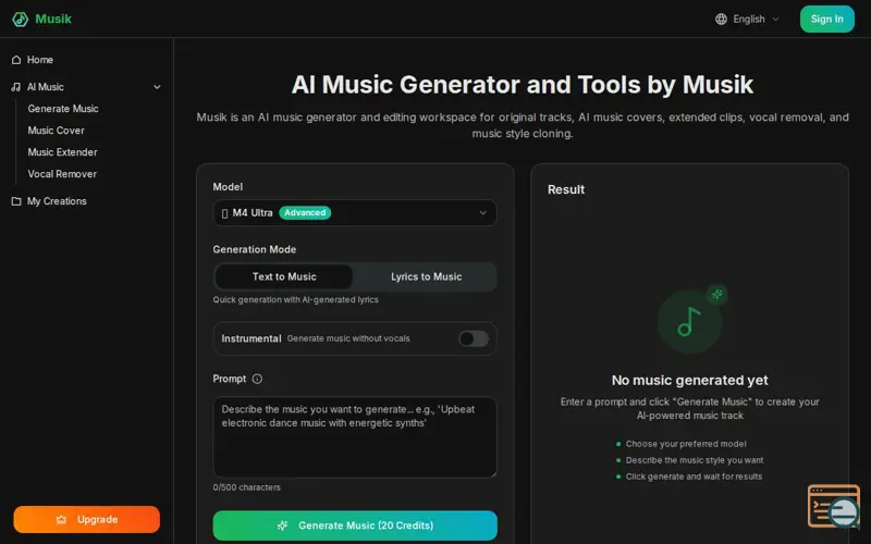 Screenshot of Musik