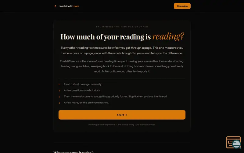 Screenshot of Readkinetic