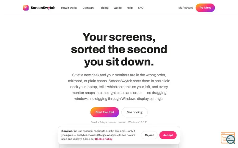 Screenshot of ScreenSwytch, a launch using OnDMARC
