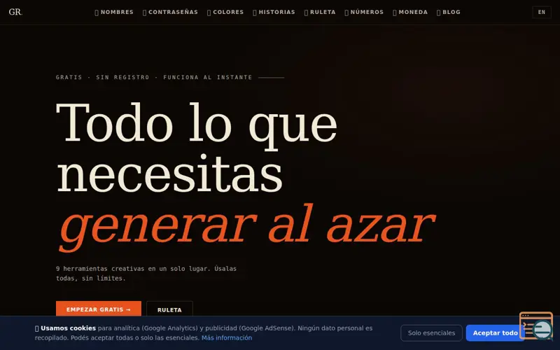 Screenshot of GeneradorRandom.com