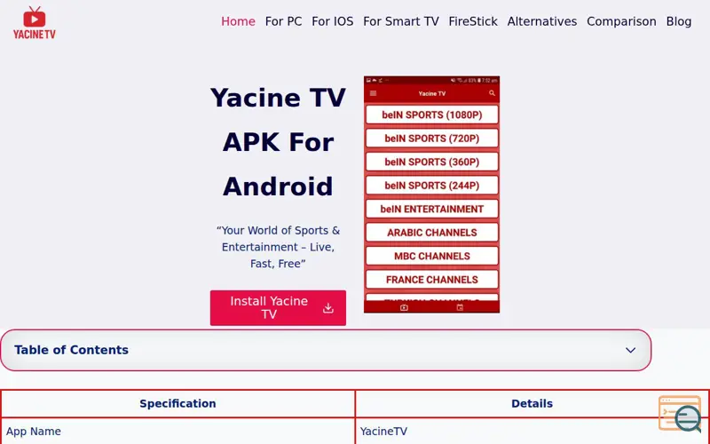 Screenshot of yacinetvinfo.com