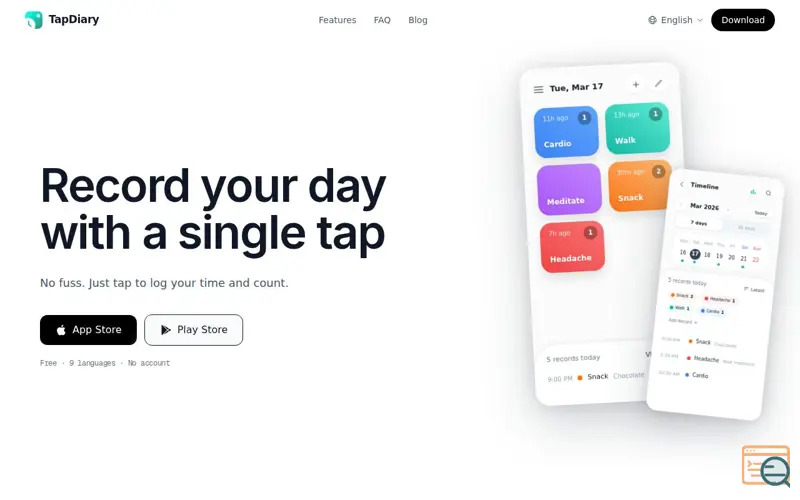 Screenshot of TapDiary