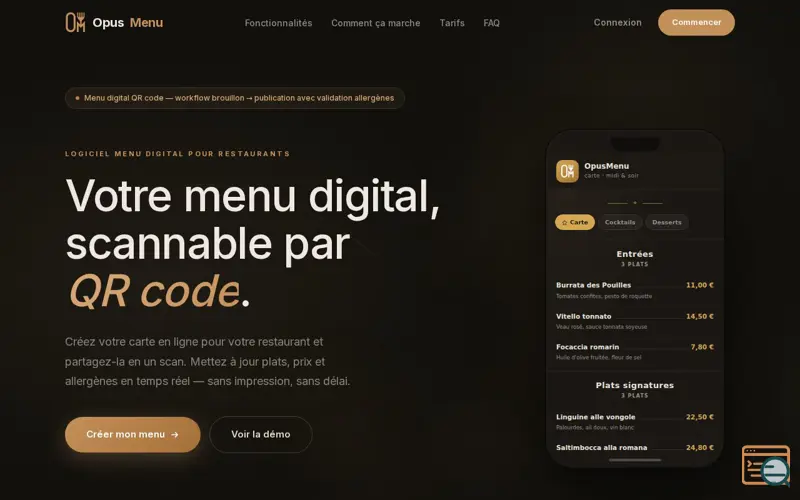 Screenshot of OpusMenu