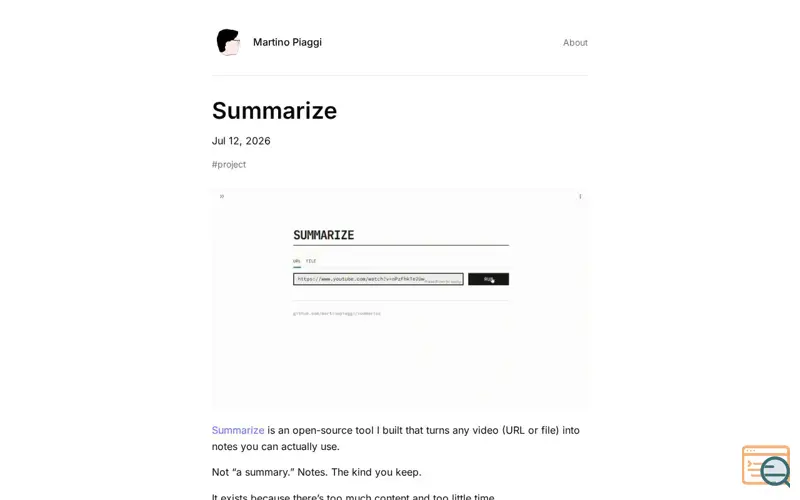 Screenshot of Summarize