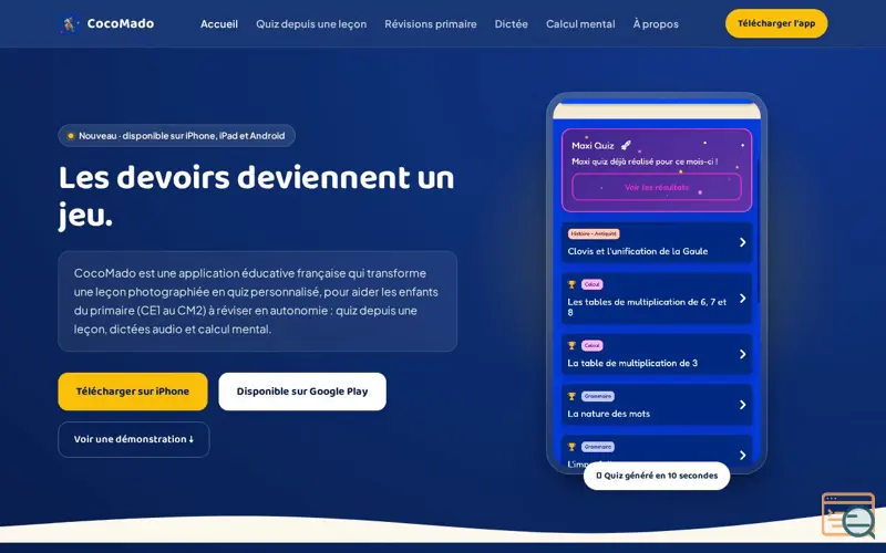 Screenshot of CocoMado — Leçons en quiz | App CE1-CM2