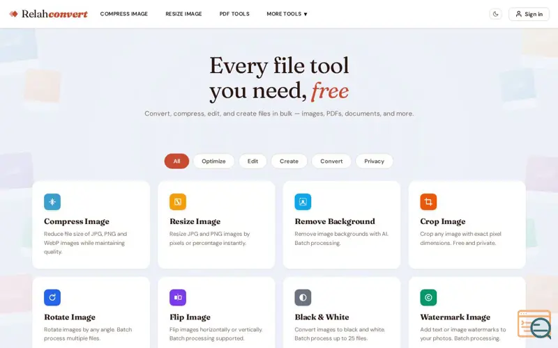 Screenshot of RelahConvert