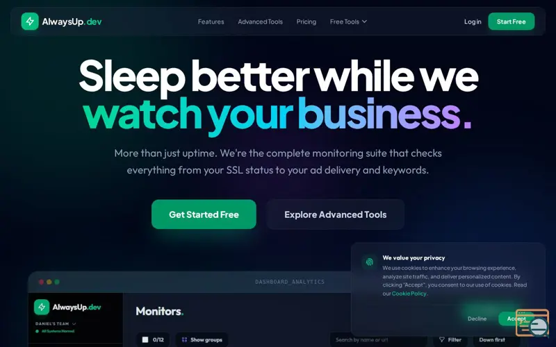 Screenshot of AlwaysUP