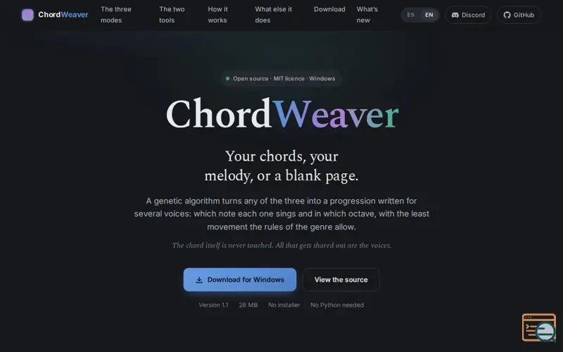Screenshot of ChordWeaver