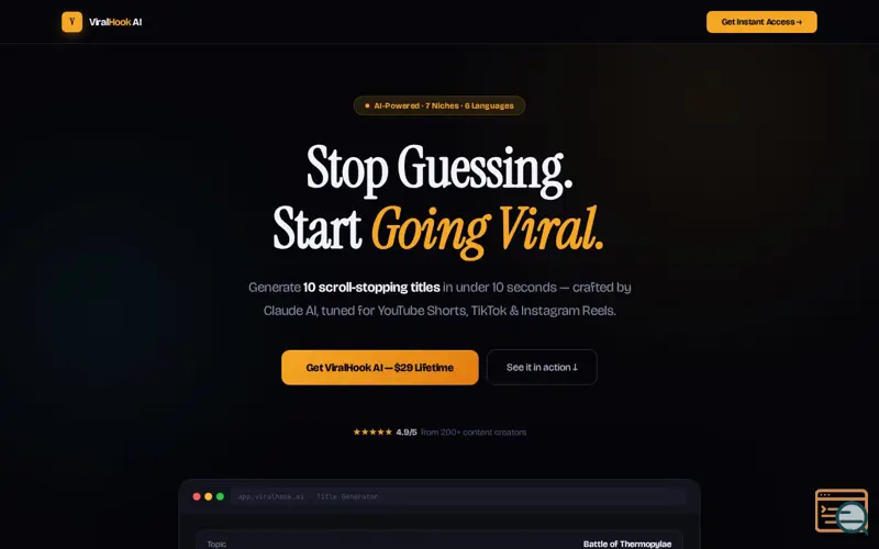 Screenshot of ViralHook AI