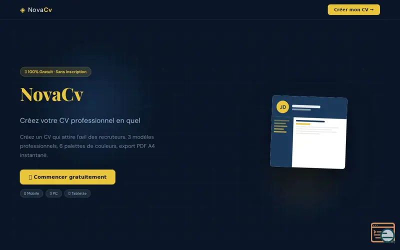 Screenshot of NovaCv
