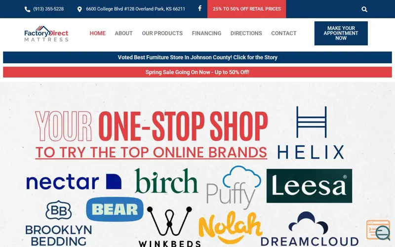 Screenshot of Factory Direct Mattress of OP