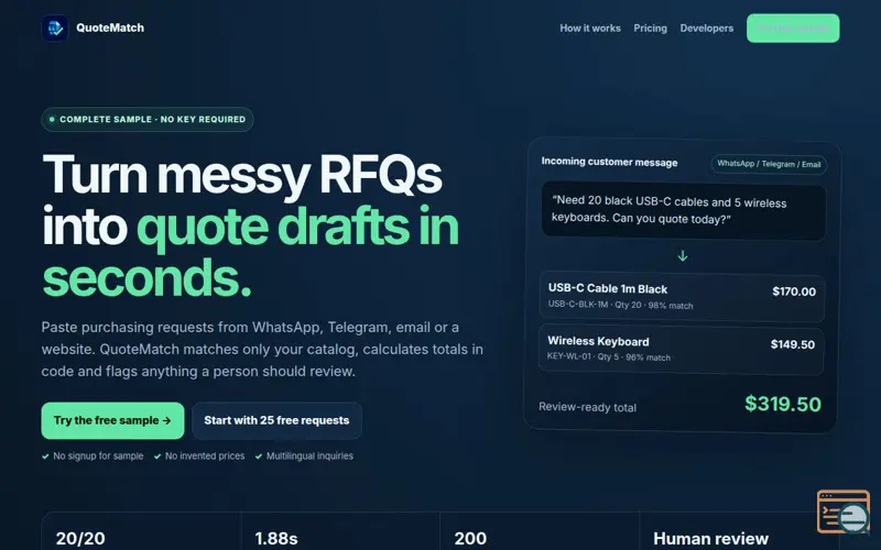 Screenshot of QuoteMatch