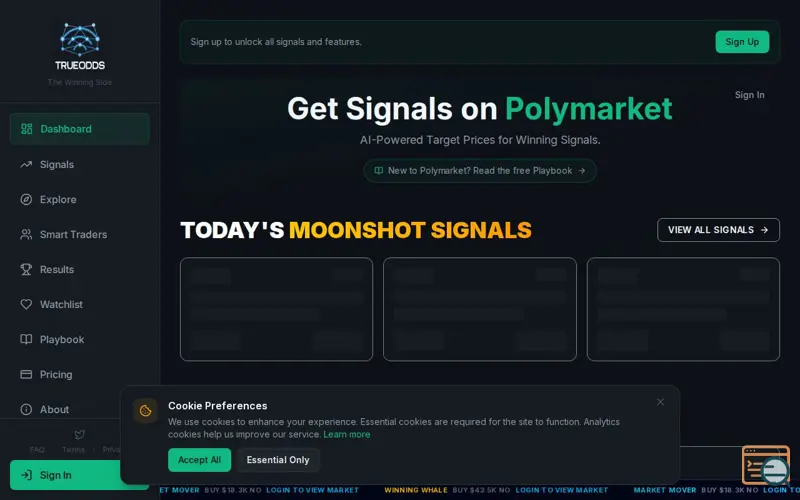 Screenshot of TrueOdds