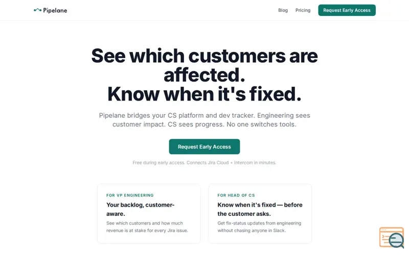 Screenshot of Pipelane — Customer Impact Intelligence