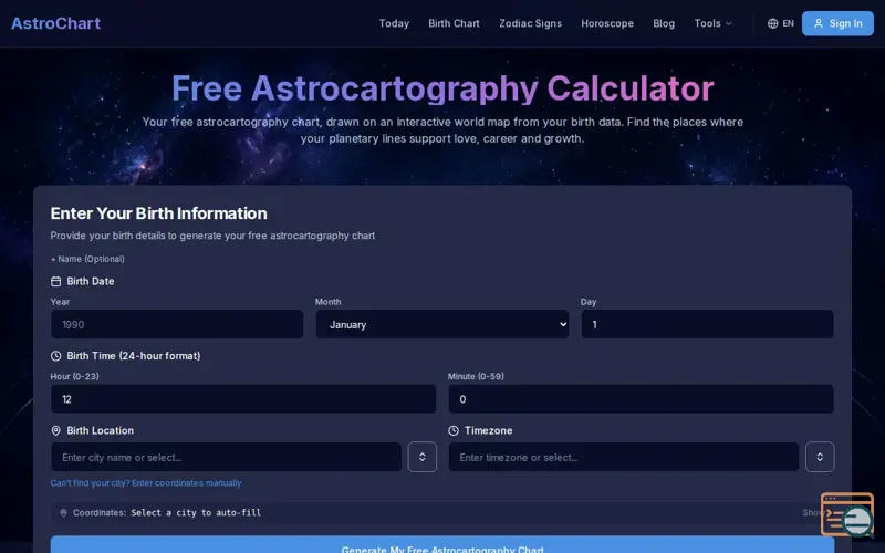 Screenshot of Astrochart